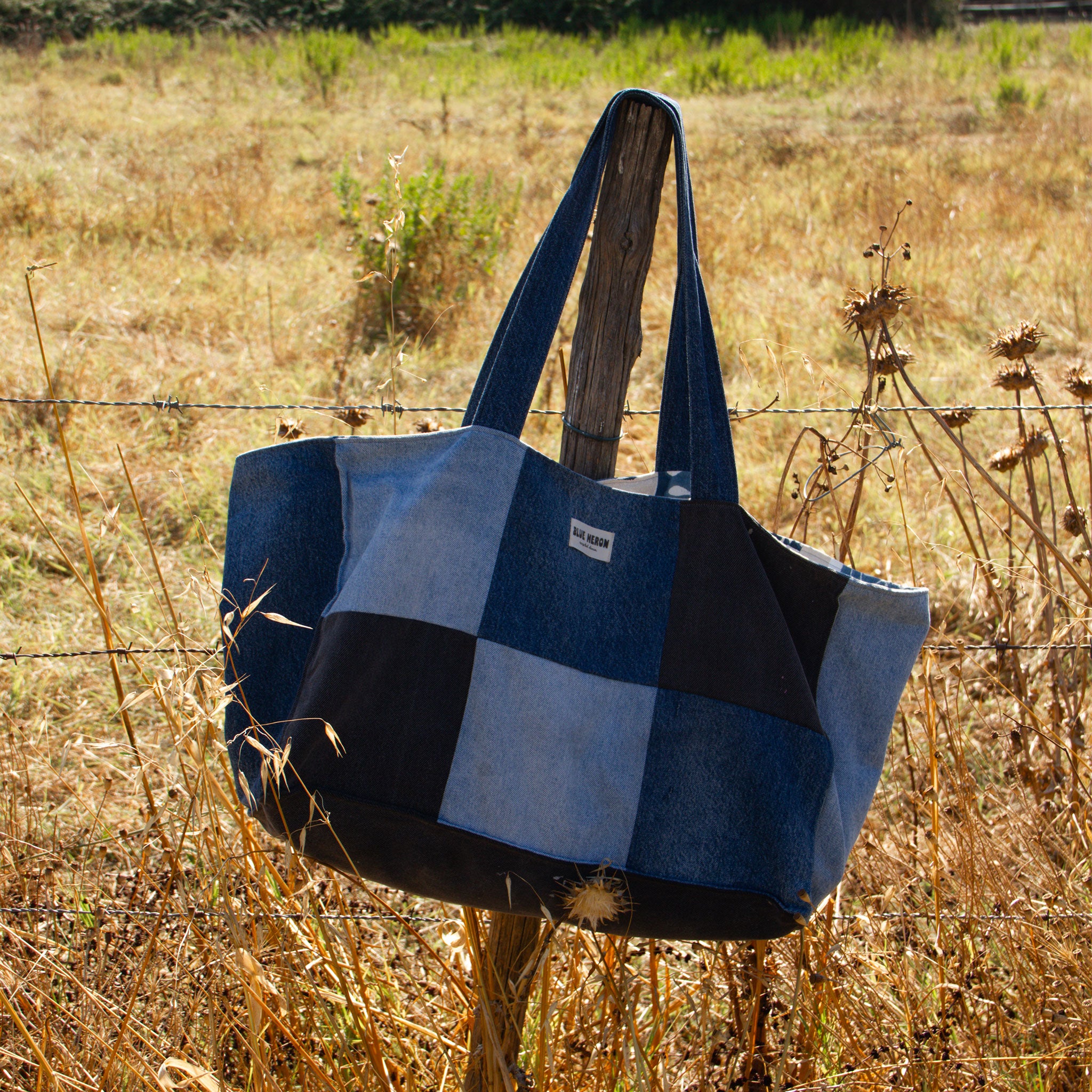 Large Patchwork Recycled Denim Tote