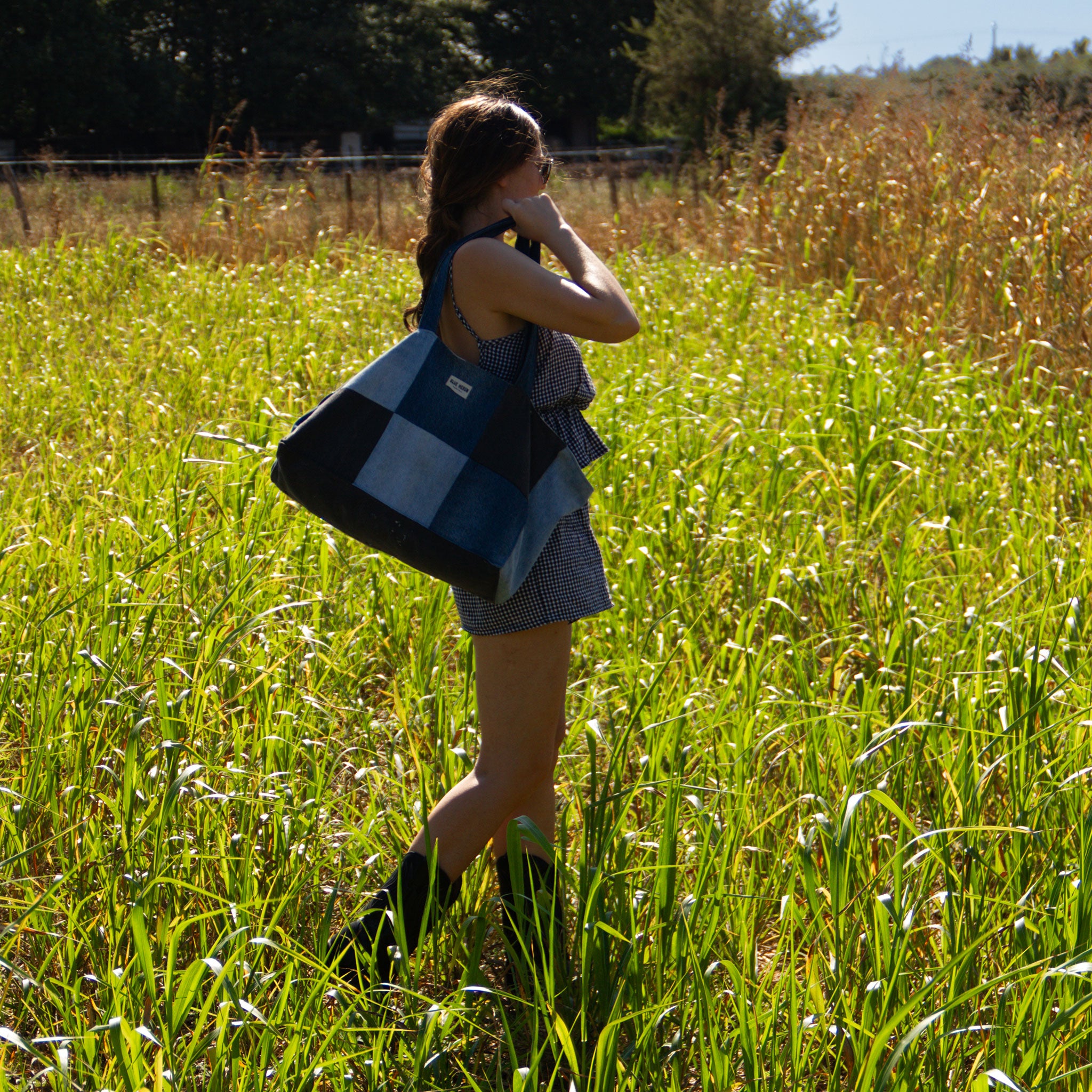 Large Patchwork Recycled Denim Tote