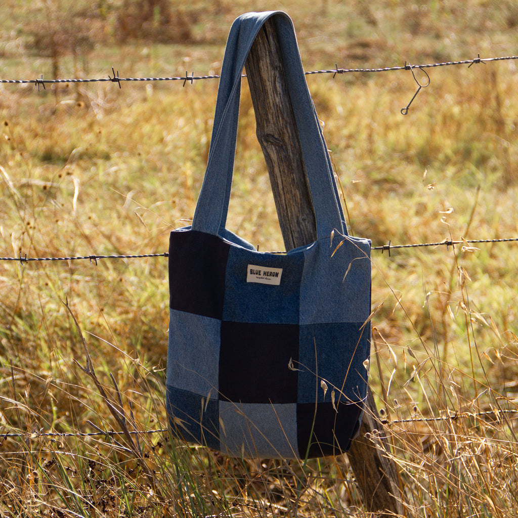 Mini Patchwork Recycled Denim Tote Bag