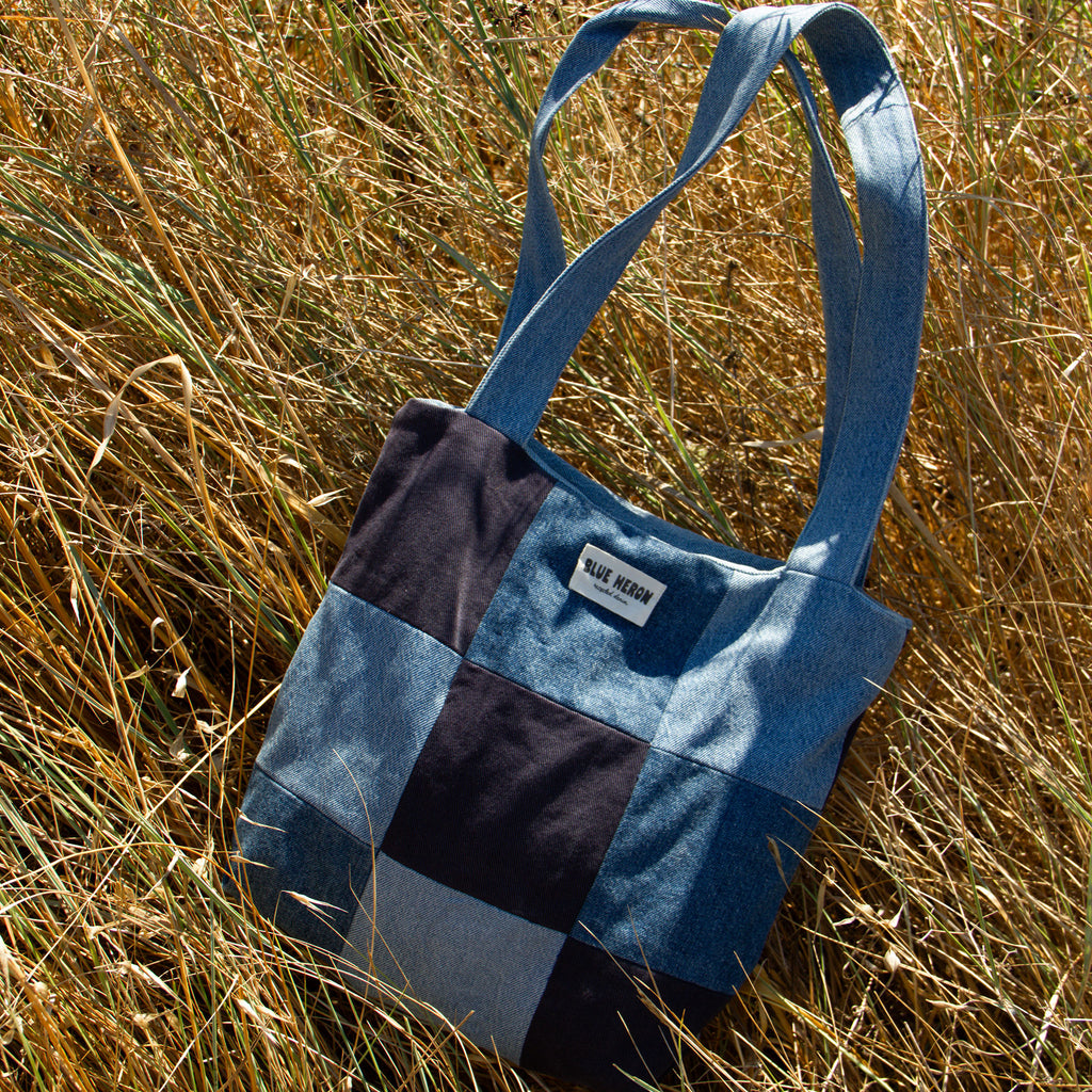 Mini Patchwork Recycled Denim Tote Bag