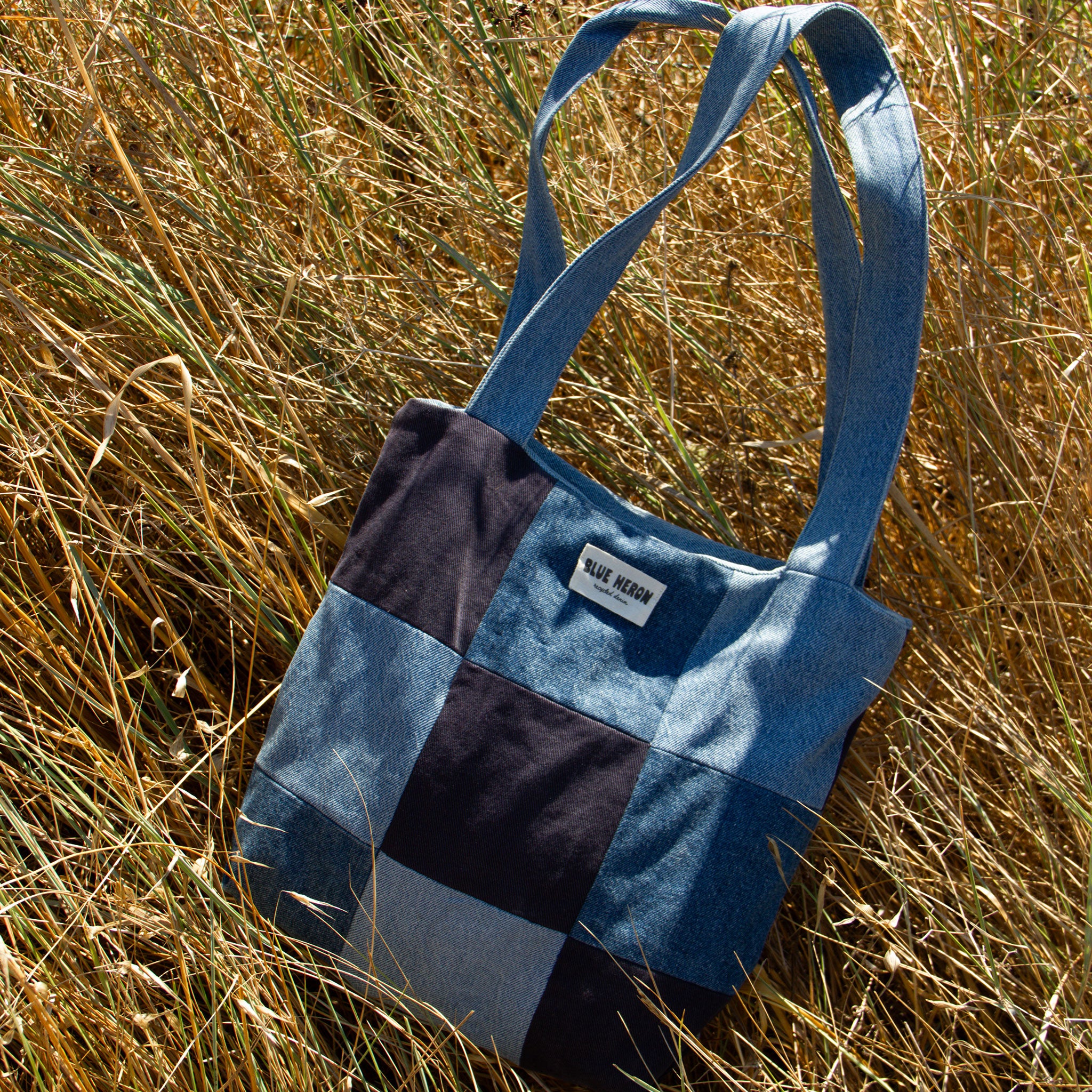 Mini Patchwork Recycled Denim Tote Bag